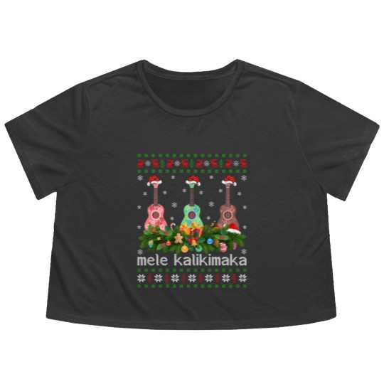 Discover Mele Kalikimaka Ukulele Guitar  Flowy Cropped Tees