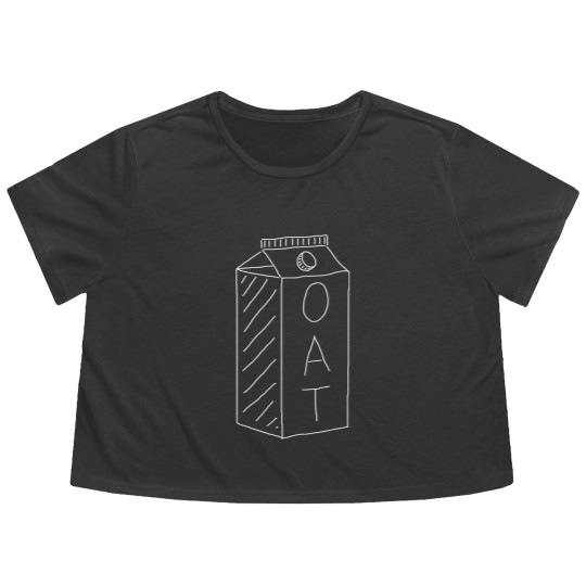 Discover Minimal Cartoon Oat Milk Apparel / Vegan & Vegetarian Flowy Cropped Tees