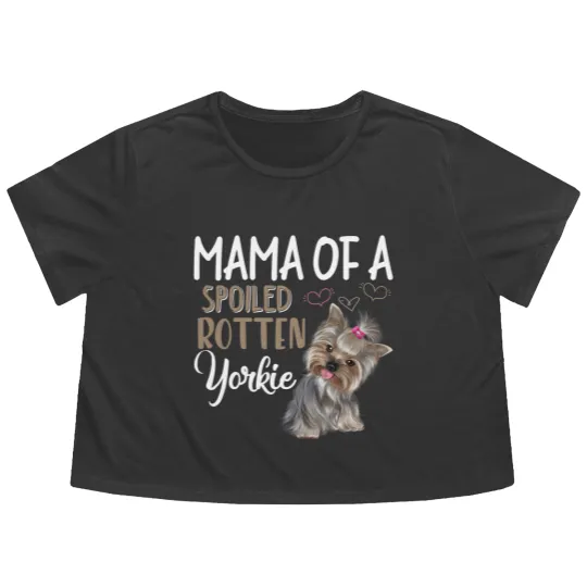 Discover Yorkie Dog Flowy Cropped Tees - Yorkie Mom, Dog Lover Gift Flowy Cropped Tees