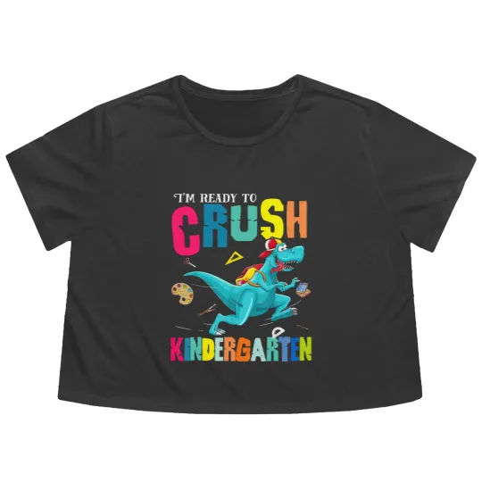 Discover I'm Ready To Crush Kindergarten Dinosaur Back To School Flowy Cropped Tees