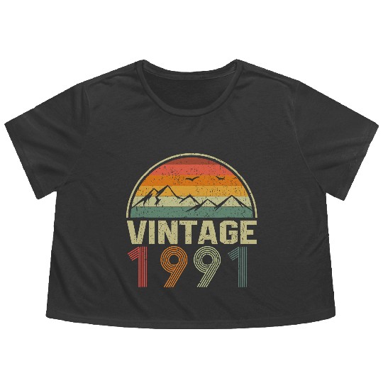 Discover Classic 30th Birthday Gift Idea Vintage 1991 Flowy Cropped Tees
