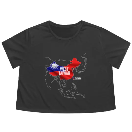 Discover West Taiwan China Map Flowy Cropped Tees