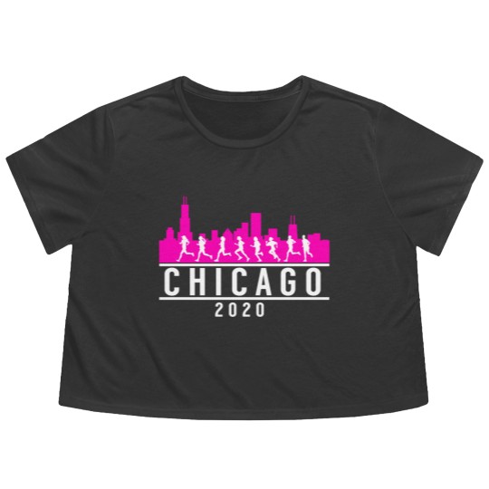 Discover Chicago Skyline Runners Flowy Cropped Tees
