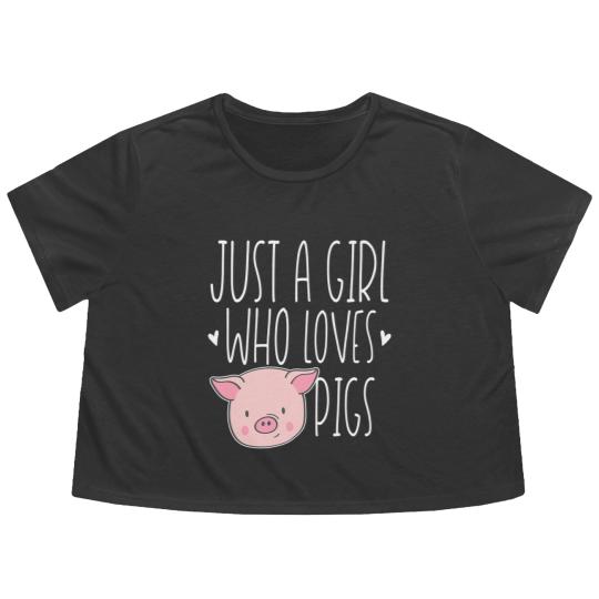 Discover Cute Just Girl Who Loves Pigs Funny Farm Animal Flowy Cropped Tees