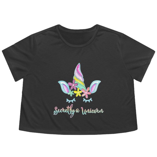 Discover Secretly a Unicorn Flowers and Horn Women's Plus Size Flowy Cropped Tees