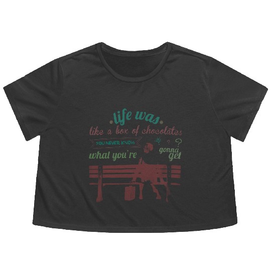 Discover Life is Like A Box of Chocolates  Unisex Flowy Cropped Tees