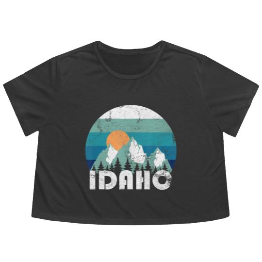 Discover Idaho State Retro Vintage Flowy Cropped Tees
