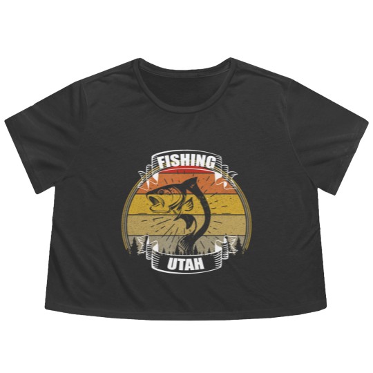 Discover Vintage Sunset Trees Fishing Utah Flowy Cropped Tees