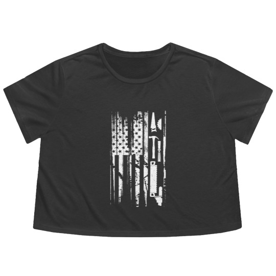 Discover American Flag Woodworking Flowy Cropped Tees