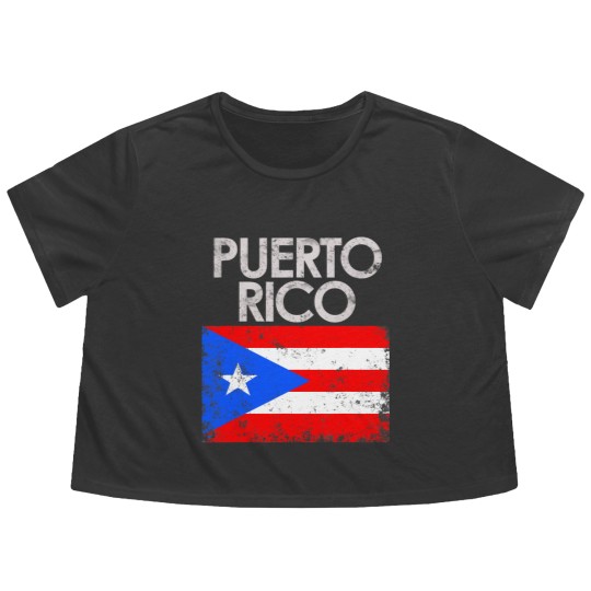 Discover Vintage Puerto Rico Rican Flag Flowy Cropped Tees