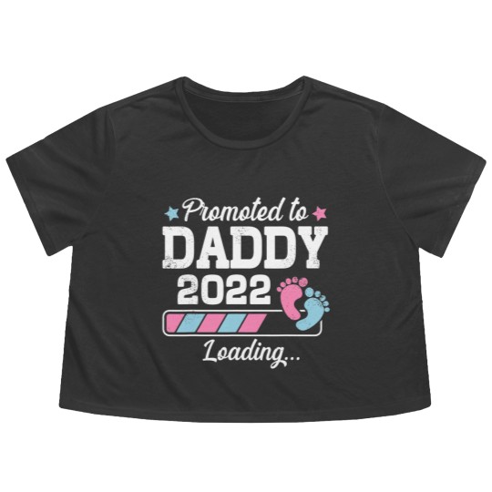 Discover Promoted To Daddy Funny Family With Cute Footprint Flowy Cropped Tees