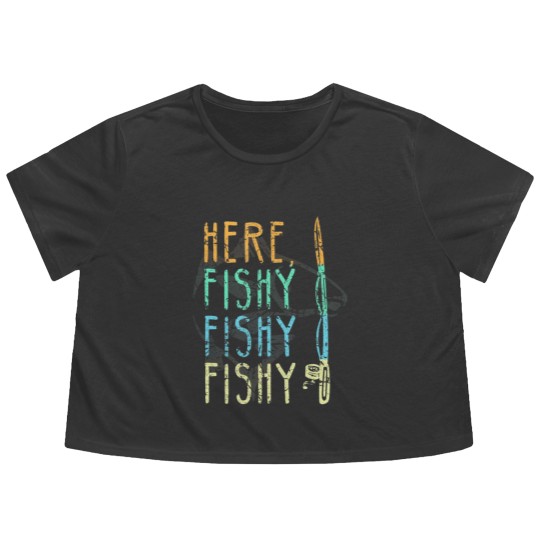 Discover Here Fishy Fishy Fishy Flowy Cropped Tees