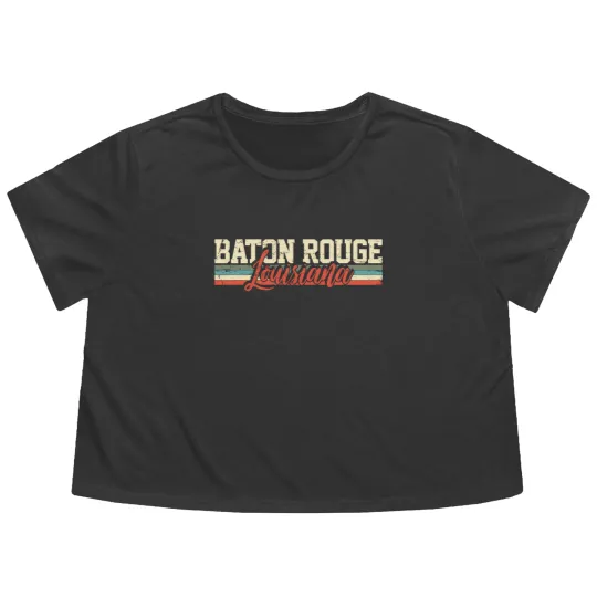 Discover Baton Rouge Louisiana Vintage Gift Flowy Cropped Tees