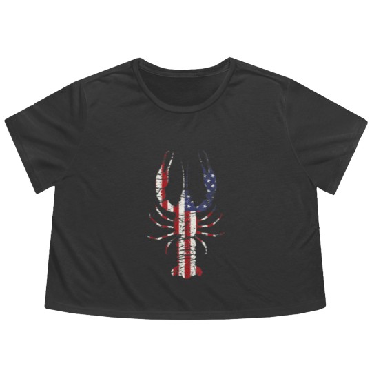 Discover Crawfish Flowy Cropped Tees Mardi Gras Flowy Cropped Tees Fleur De Lis Crawfish Flowy Cropped Tees American Flag