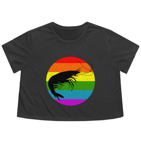 Discover Rainbow Shrimp Flowy Cropped Tees