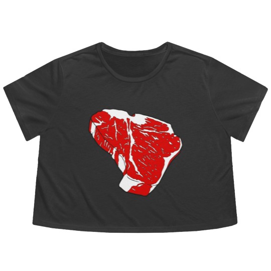 Discover T-Bone Steak Flowy Cropped Tees