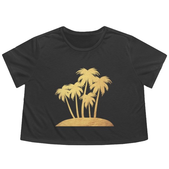 Discover Palm Gold Beach Vacation Island Luxury Summer Sun Flowy Cropped Tees