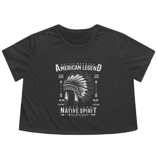 Discover Retro Native Warrior Vintage American Indian Tribe Flowy Cropped Tees