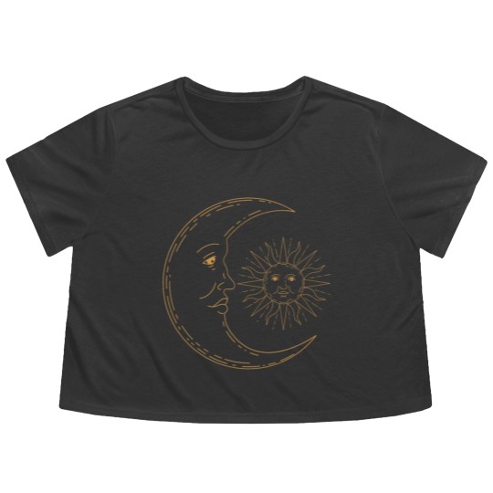 Discover Moon and Sun Flowy Cropped Tees