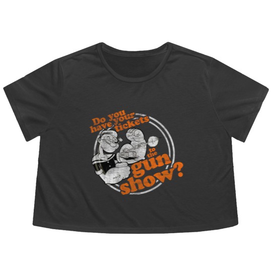 Discover Popeye Gun Show Adult Flowy Cropped Tees Flowy Cropped Tees