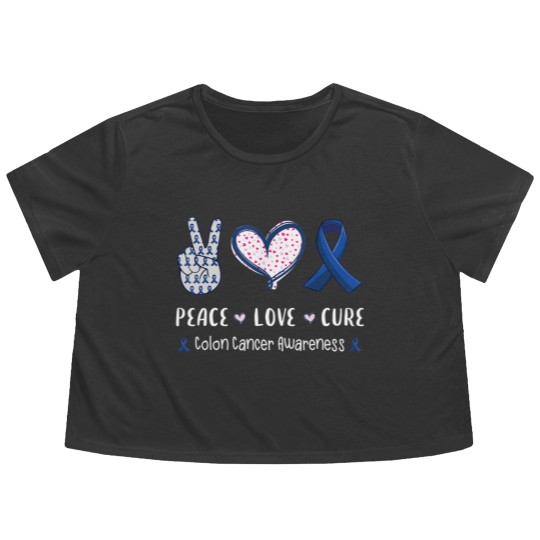 Discover Love Colon Flowy Cropped Tees Peace Love cure Colon cancer awareness