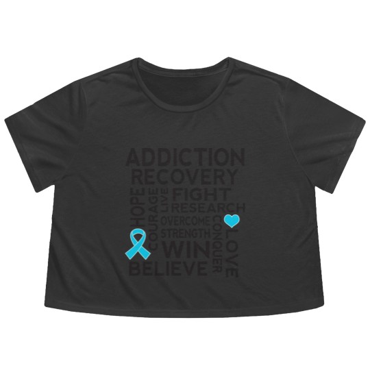 Discover Addiction Recovery Awareness Ribbon - Addiction Recovery Awareness - Flowy Cropped Tees