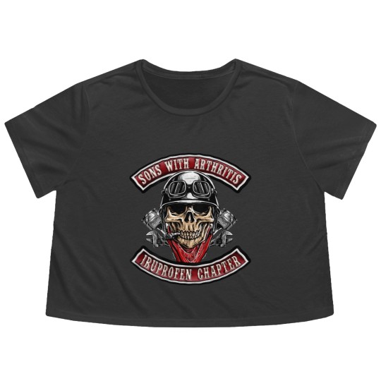 Discover Sons With Arthritis Ibuprofen Chapter Funny Biker Skull Flowy Cropped Tees