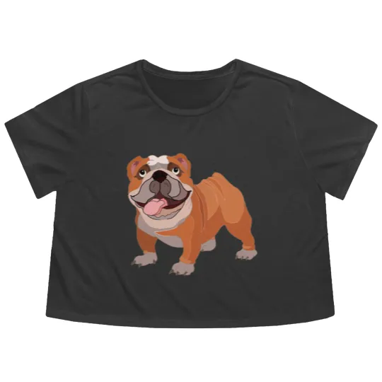 Discover Happy bulldog Flowy Cropped Tees