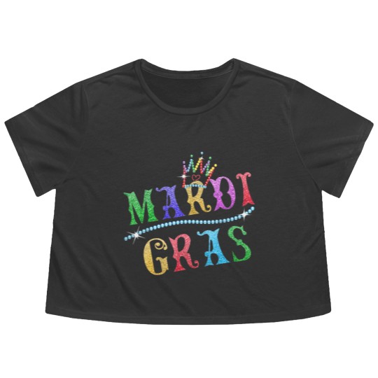 Discover Mardi Gras Crown Flowy Cropped Tees - Funny Mardi Gras Costume Flowy Cropped Tees