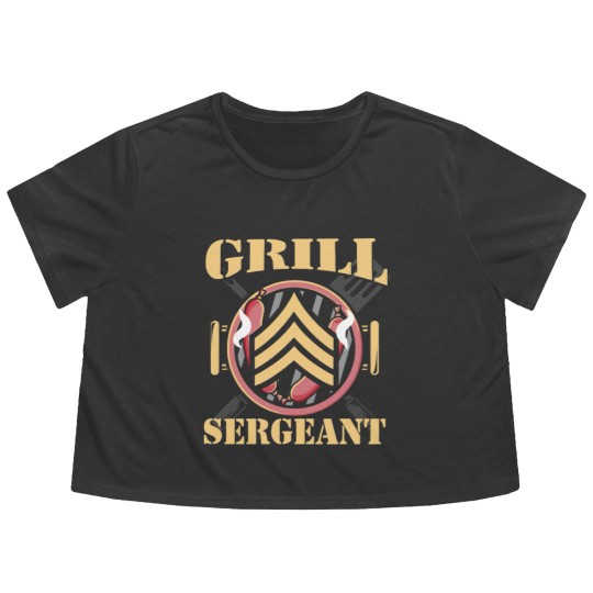 Discover Grill Sergeant - Funny BBQ Design Flowy Cropped Tees