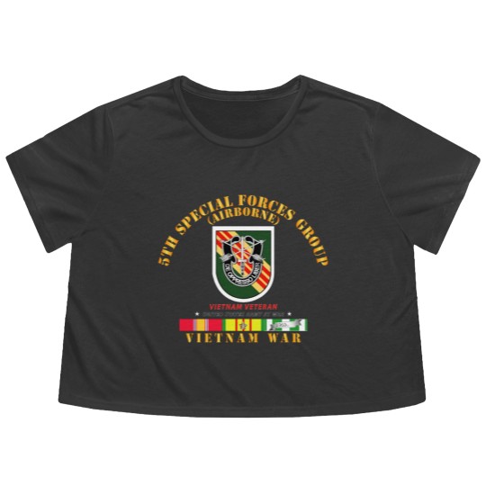 Discover Army 5th Special Forces Group w Flash VN SVC Flowy Cropped Tees