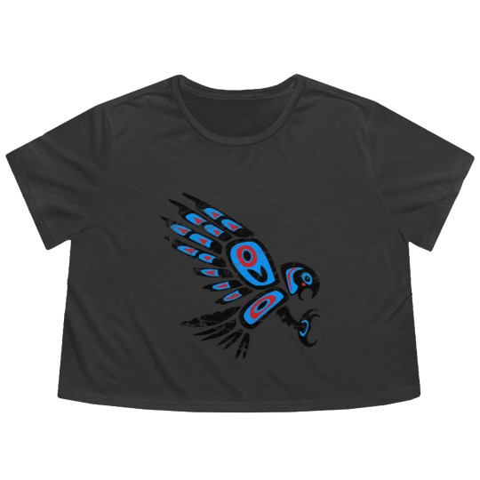 Discover native american red tailed hawk bird Totem tribal Flowy Cropped Tees