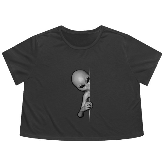Discover Grey Alien Peeking - Zeta Reticuli Ufonaut - UFO Abduction Flowy Cropped Tees