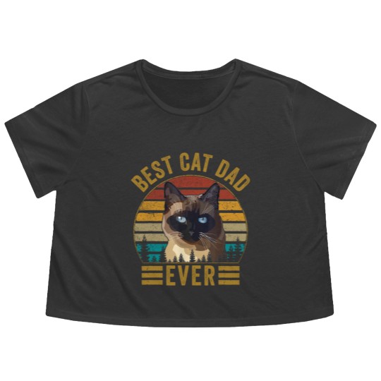 Discover Retro Vintage Best Cat Dad Ever Fathers day Siamese Cat Flowy Cropped Tees