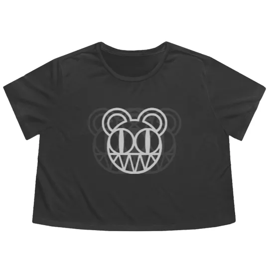 Discover Radio Bear Retro Minimalist Color Design Grey - Bear - Flowy Cropped Tees