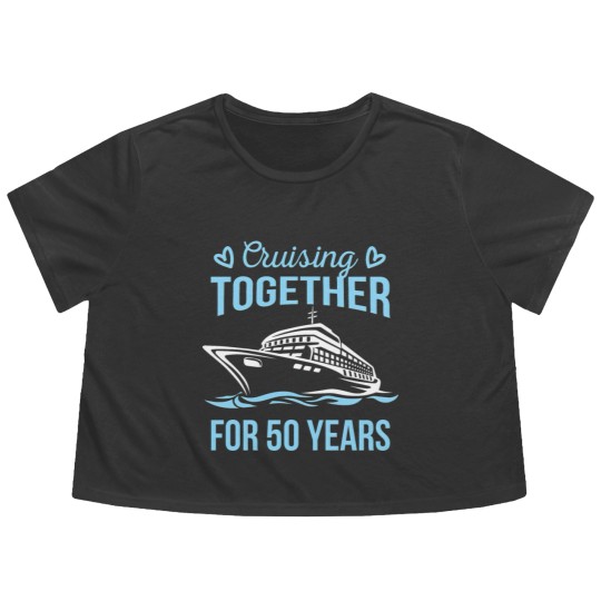 Discover Wedding Anniversary Cruising Together For 50 Years Flowy Cropped Tees