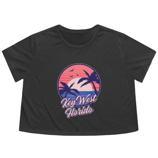 Discover Key West Florida Sunset Beach Summer Seawaves Flowy Cropped Tees