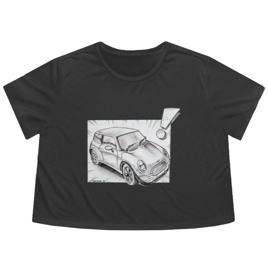 Discover Mini Cooper pencil sketch - Mini Cooper - Flowy Cropped Tees
