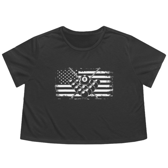 Discover Billiards Pool American Flag Flowy Cropped Tees