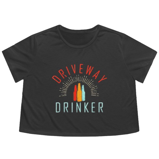 Discover Driveway Drinker Flowy Cropped Tees Retro Vintage Funny Flowy Cropped Tees