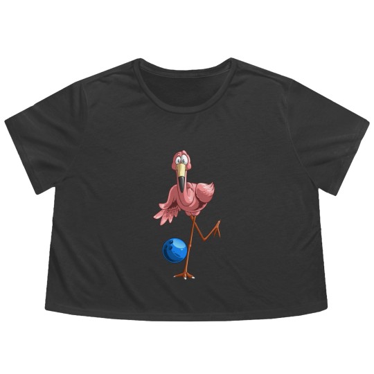 Discover Cool Bowling Flamingo | Funny Shorebirds Lover Player Gift Flowy Cropped Tees