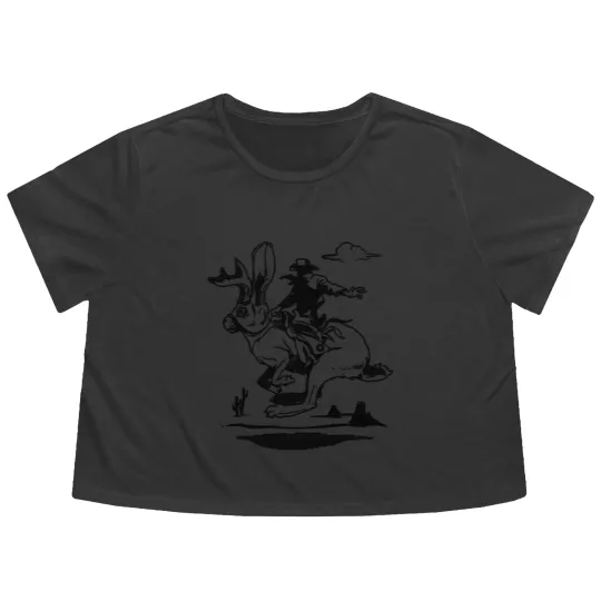 Discover Jackalope Bronco Flowy Cropped Tees