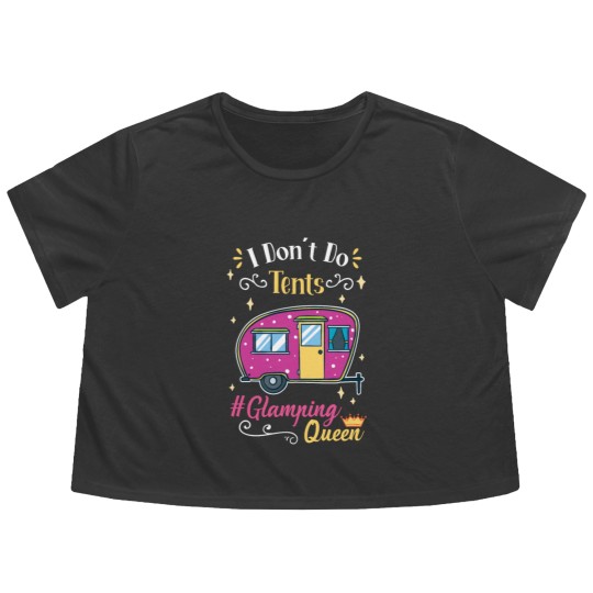 Discover Glamping Queen Camping Grandma Flowy Cropped Tees