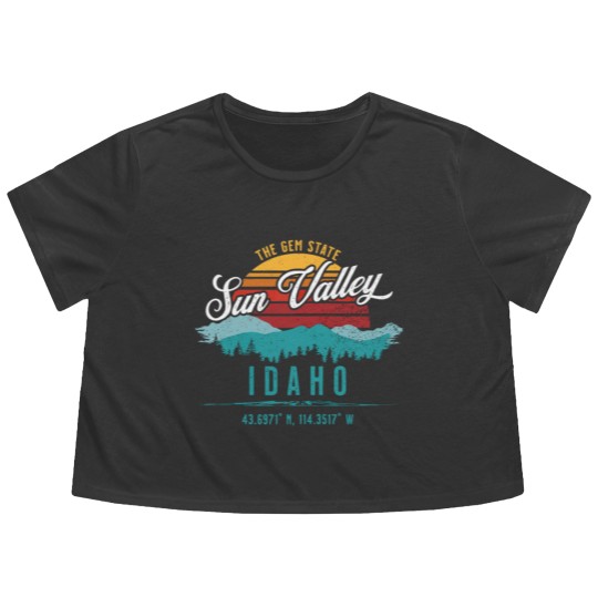 Discover Retro Sun Valley Idaho Vintage Mountains Sun Souve Flowy Cropped Tees