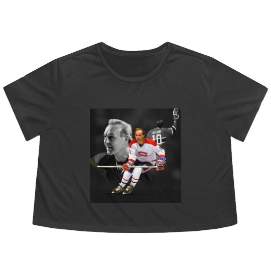 Discover Guy Lafleur 10 Canadian Hockey Legend Classic Flowy Cropped Tees