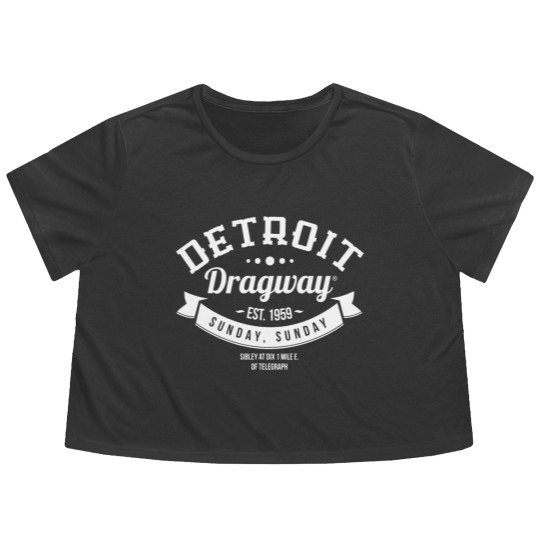 Discover Detroit Dragway Sunday Sunday Flowy Cropped Tees