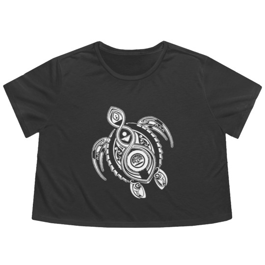 Discover Hawaii Turtle Tribal Art Flowy Cropped Tees