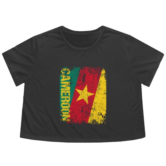 Discover Cameroon Flag Vintage Distressed Flowy Cropped Tees