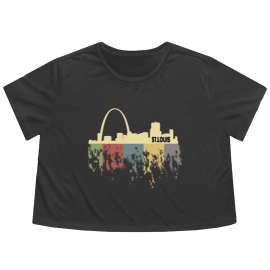Discover Retro St Louis Flowy Cropped Tees Vintage 70s 80s City Silhouette Flowy Cropped Tees
