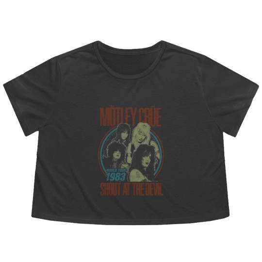 Discover Motley Crue Vintage World Tour Rock Metal Flowy Cropped Tees Flowy Cropped Tees